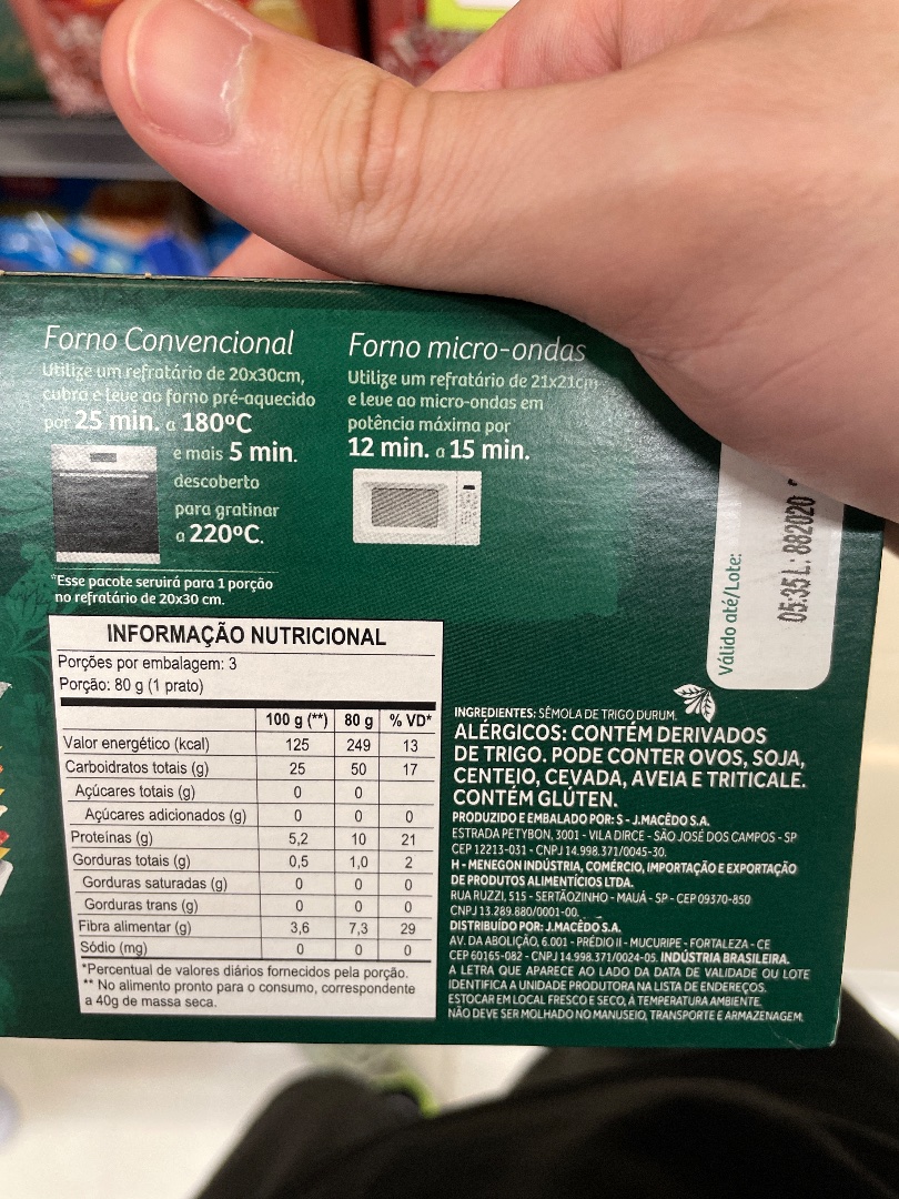 Massa Seca (Sêmola de Trigo Durum)