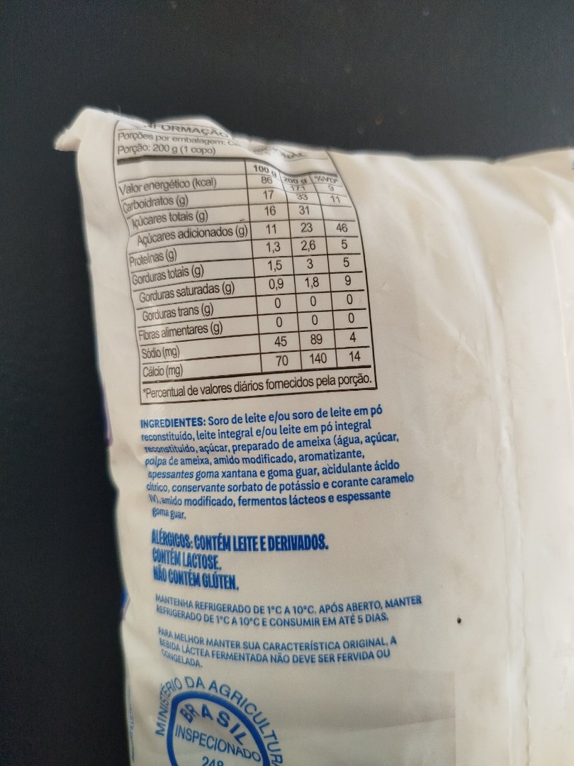 Bebida Láctea Fermentada de Ameixa