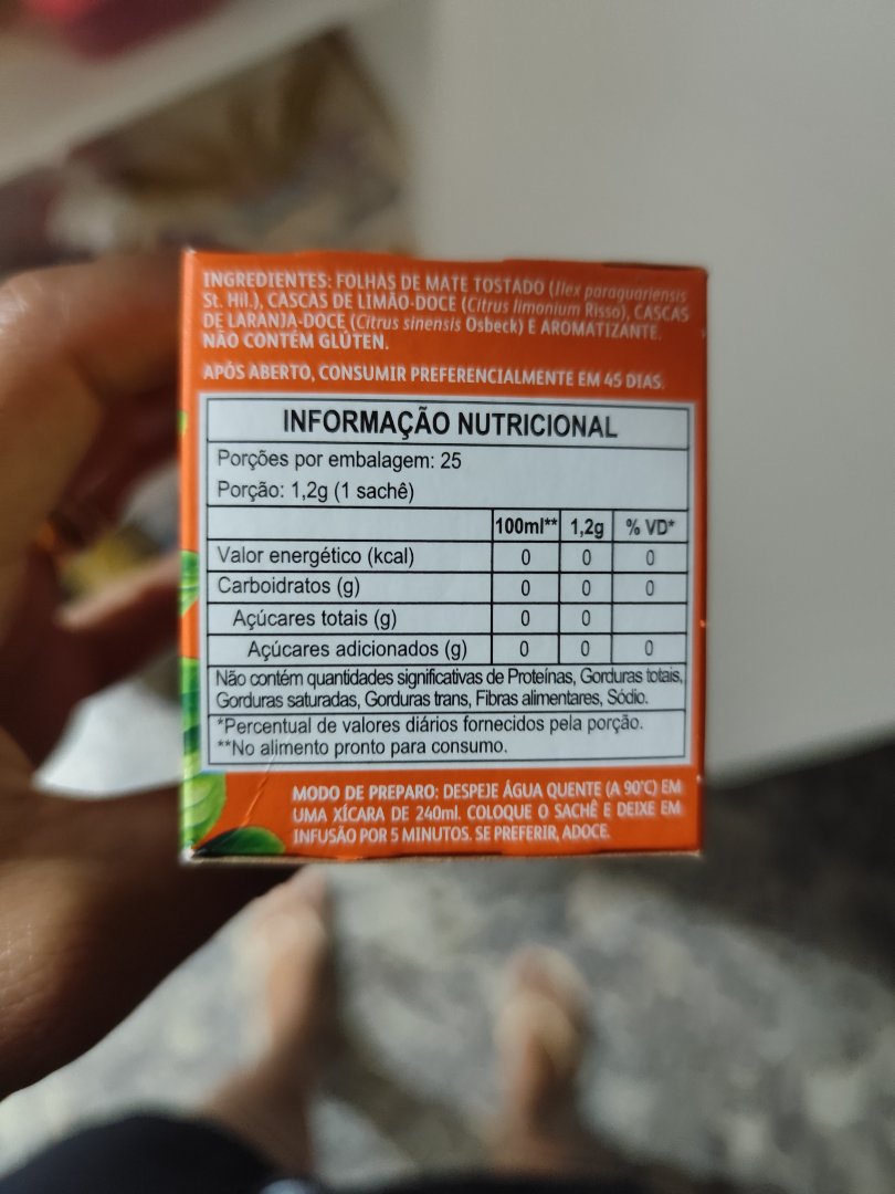 Chá de Mate com Limão, Laranja e Aromatizante