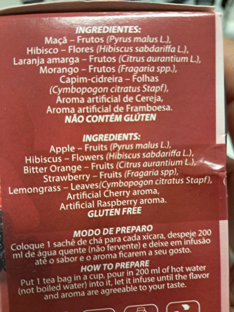 Chá Misto de Frutas com Aromas Artificiais