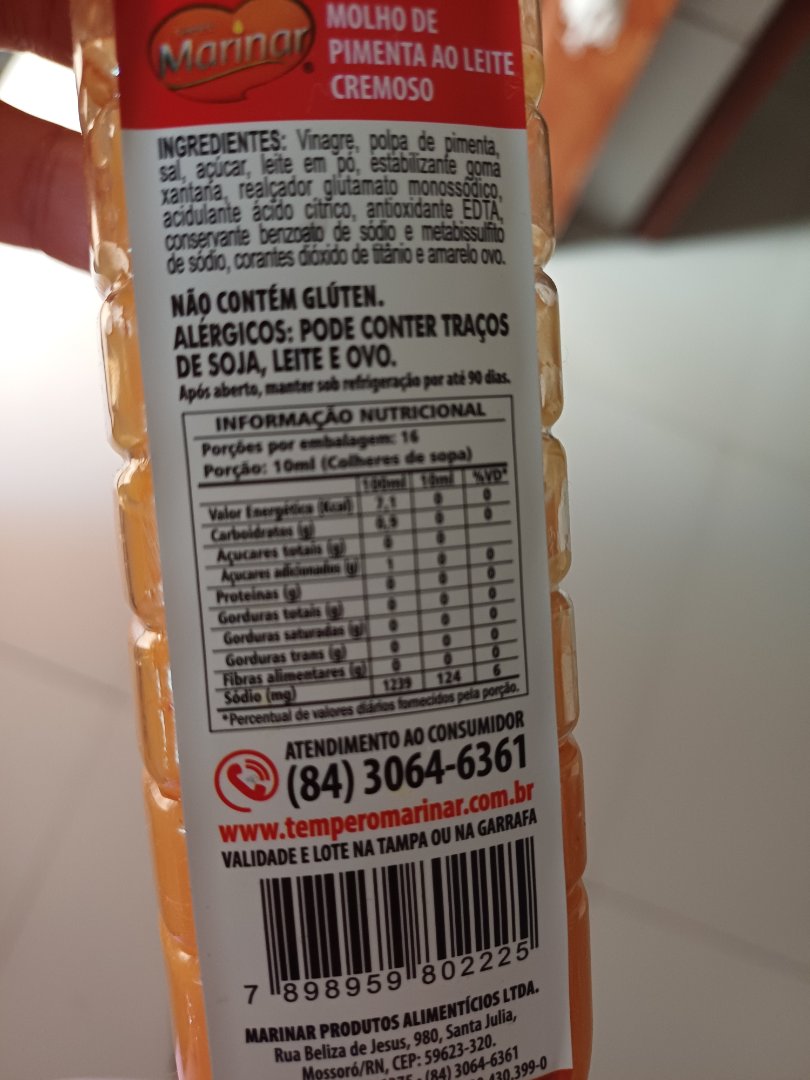 Molho de Pimenta ao Leite Cremoso Marinar