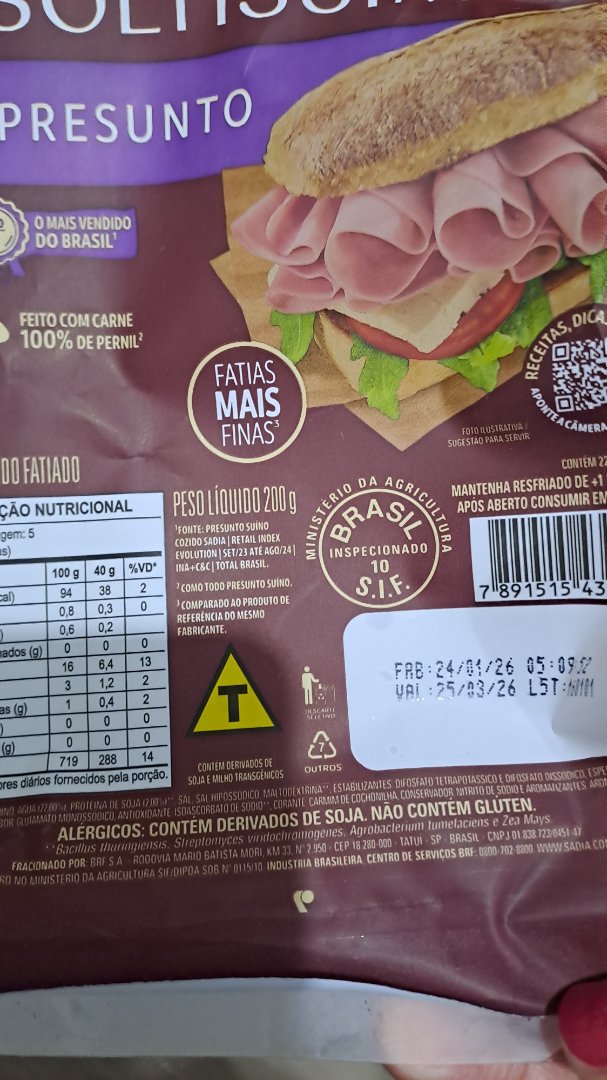 Presunto Cozido Soltíssimo Sadia