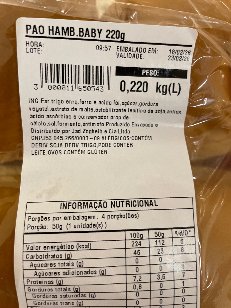 Pão Hambúrguer Baby