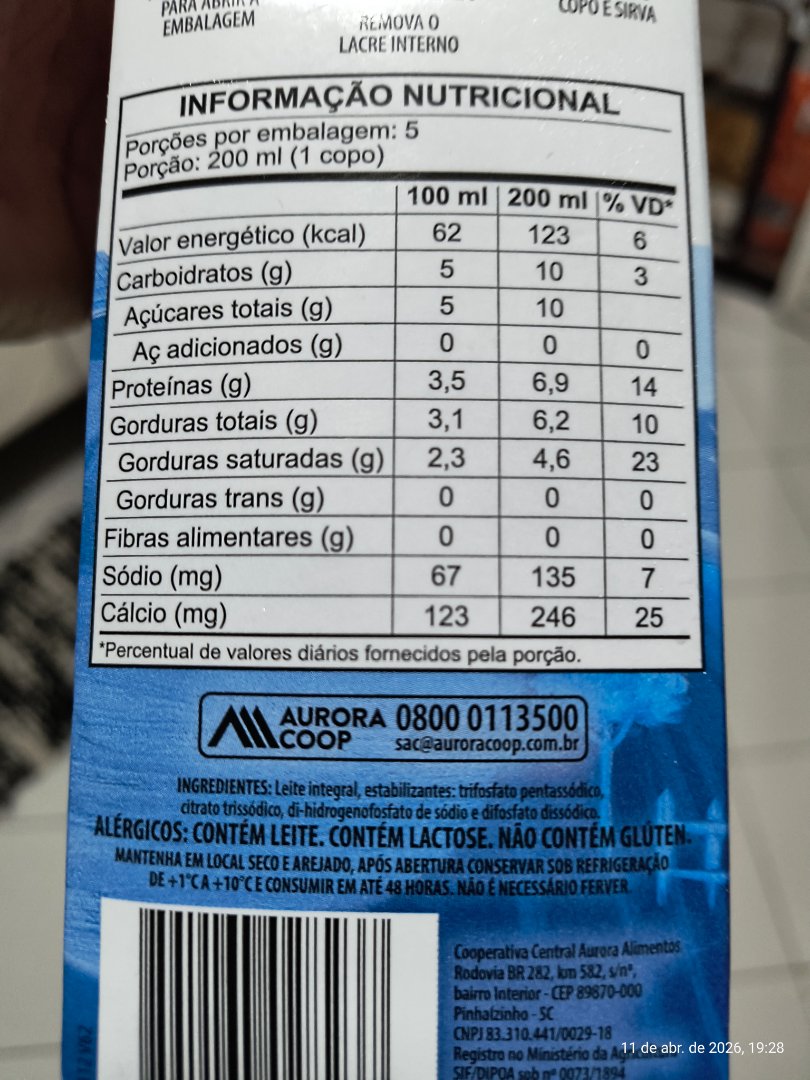 Leite Integral Aurora