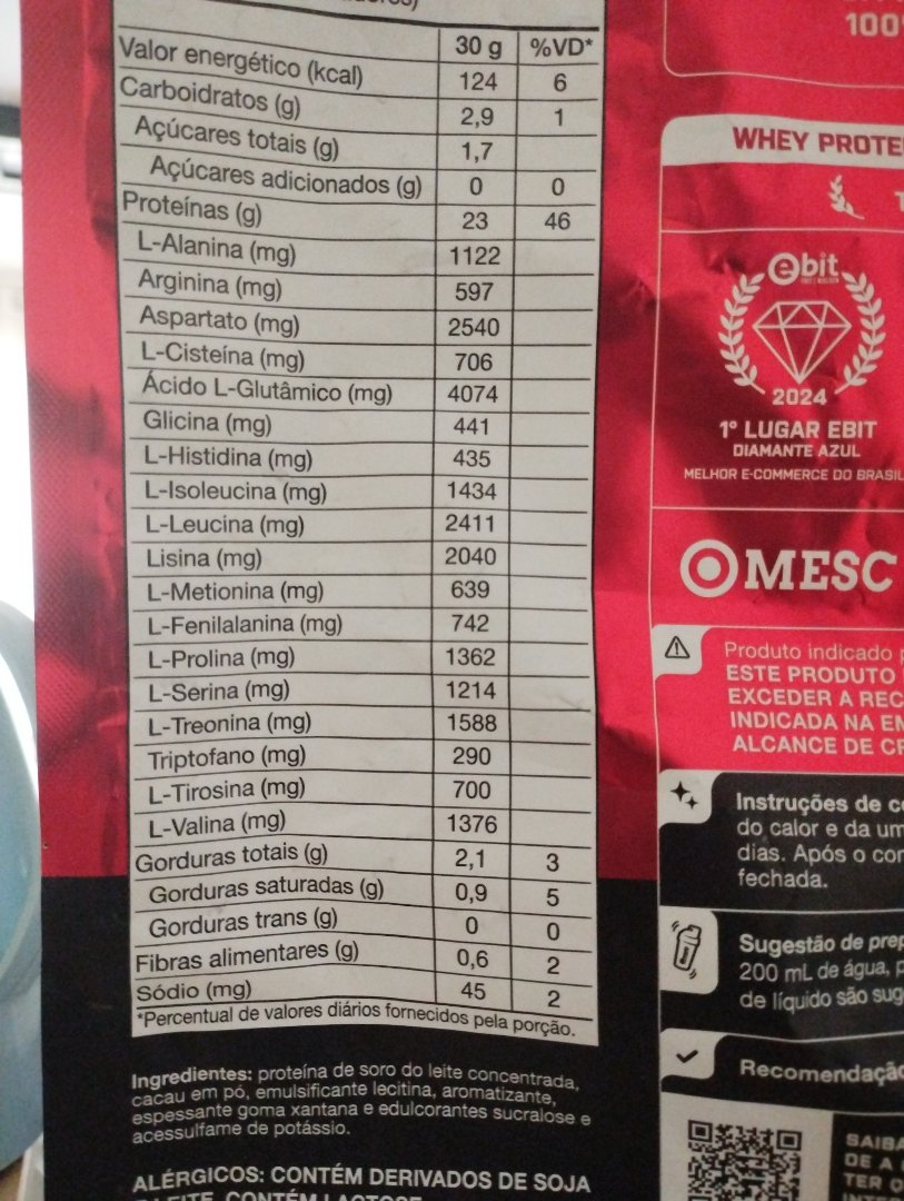 Whey Protein Concentrado (Sabor Cacau)