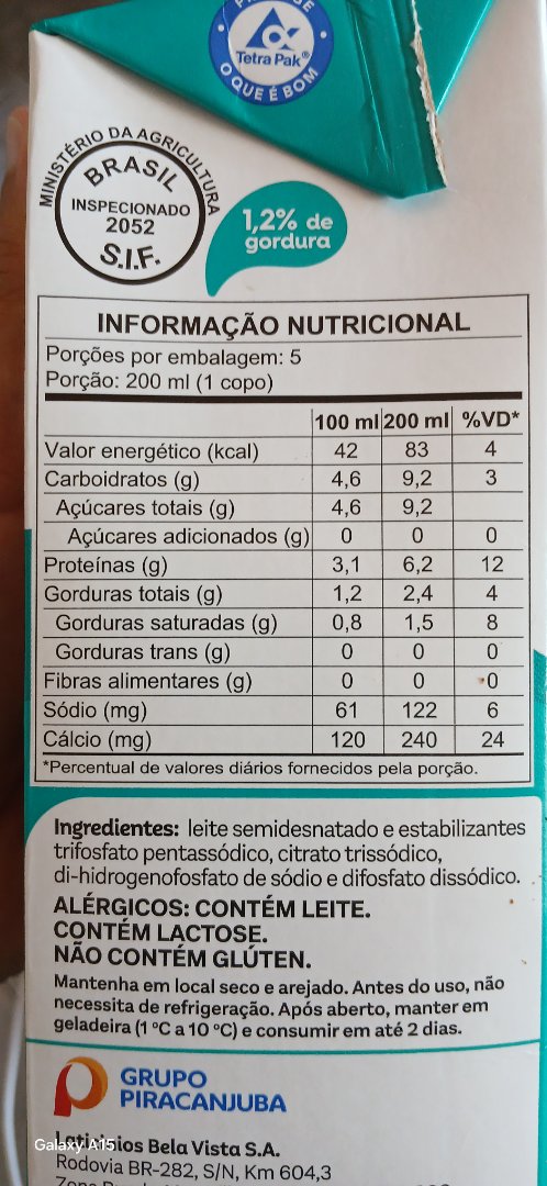 Leite Semidesnatado Piracanjuba