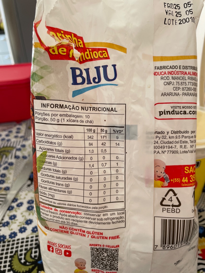 Farinha de Mandioca Biju Pinduca