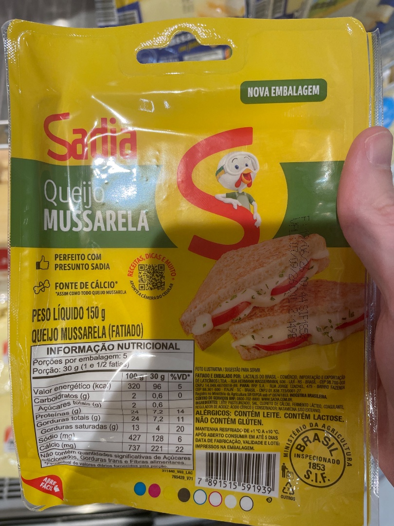 Queijo Mussarela Fatiado Sadia